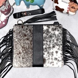 New Handmade 100% Real Cowhide Leather Crossbody Purse Handbag Hair On